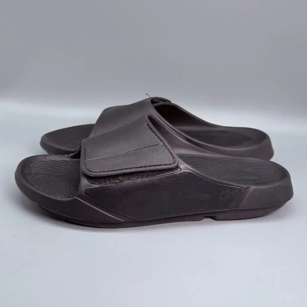 OOFOS OOahh Men's 13 Black Slip-On Sport Comfort Casual Recovery Slide Sandals